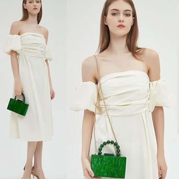 SPECTACULAR Green Purse Marbled Acrylic Handbag or Shoulder Bag Never Used - Picture 7 of 7